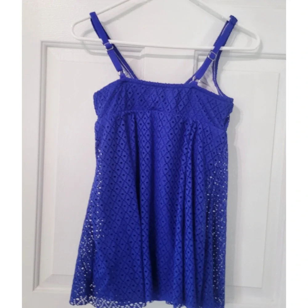 Swim Solutions Crochet Bow-Front Tummy-Control Swimdress Size 8 NWT - Picture 2 of 9